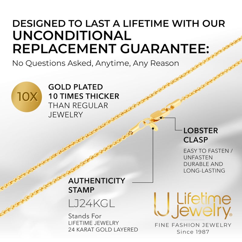 LIFETIME JEWELRY 1mm Gold Chain for Men & Women 24k Real Gold Plated Diamond Cut Rope Chain 14 to 30 Inch (24 inches, Gold) - Image 5